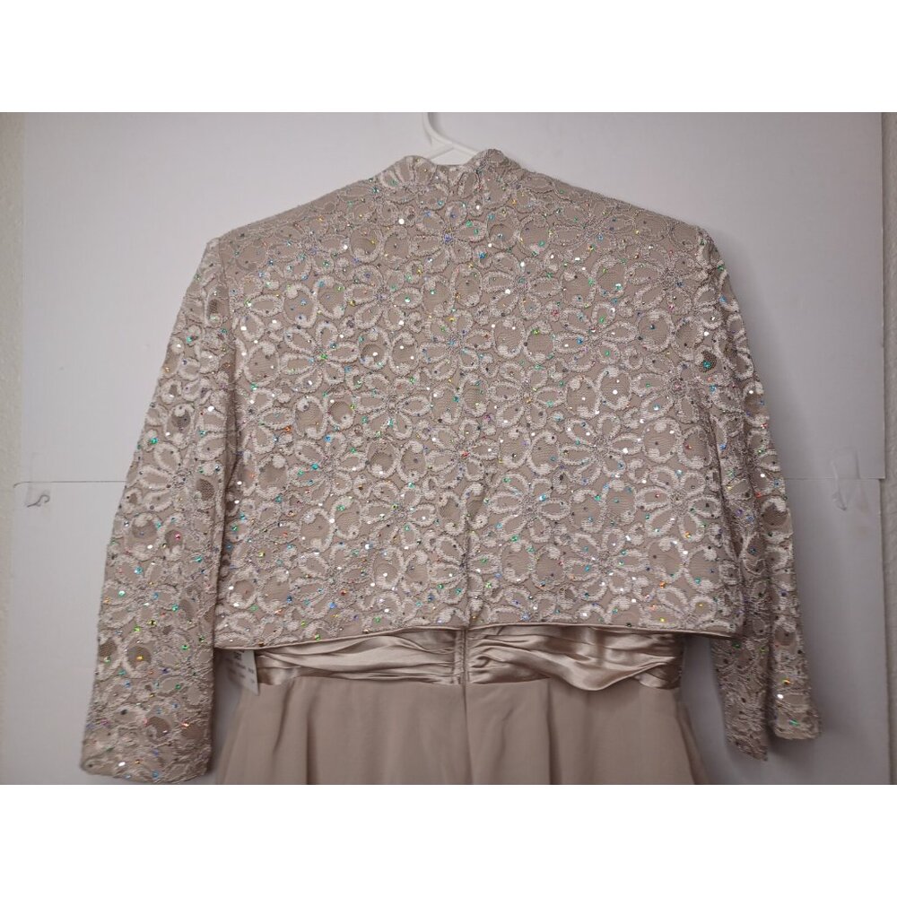 NWT R & M RICHARDS WOMEN'S BEIGE SEQUIN 2 PC DRESS SZ 12 PETITE - Picture 12 of 13